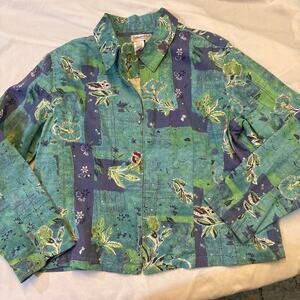 Coldwater Creek Jacket Petite L Women's Multicolor Zipper Cotton Rayon